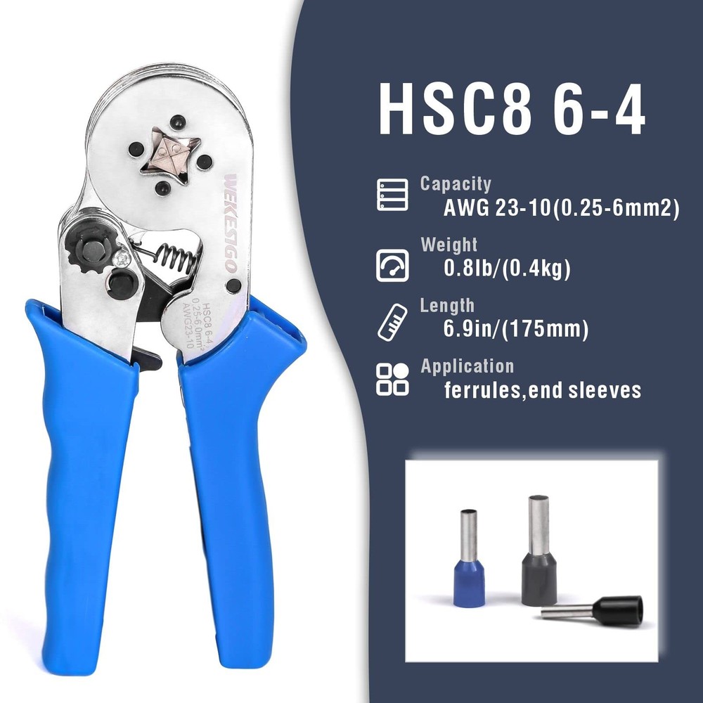 Wire Ferrule Crimping Tool Square Crimp Profile Selfadjusting Wire Endsleeves Cr