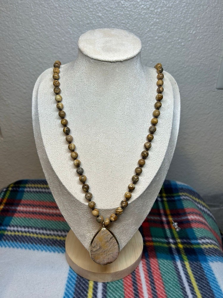 Vintage Native Beaded Jasper Necklace