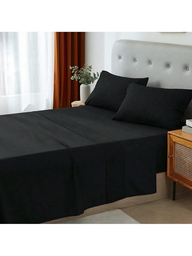 3/4 Piece Bed Sheet Soft Cooling Comfortable Breathable Bedding, Black