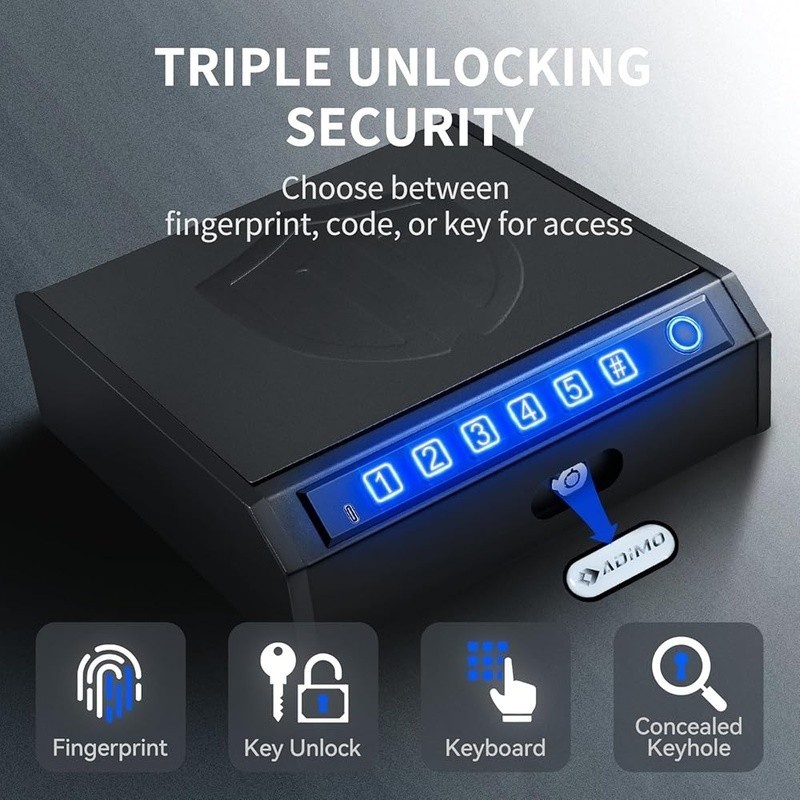 Biometric Gun Safe Portable Quick Access Lock Fingerprint Security Case Compact