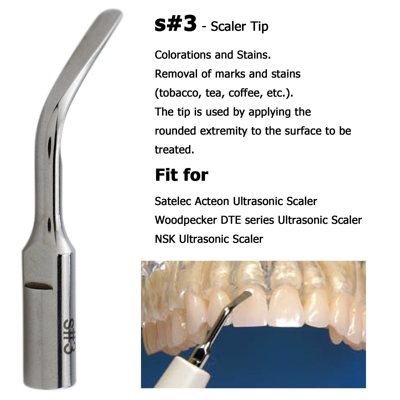 Fits Satelec Acteon Piezo Tips H3 10Z 1S Scaling Perio Dental Ultrasonic Scaler