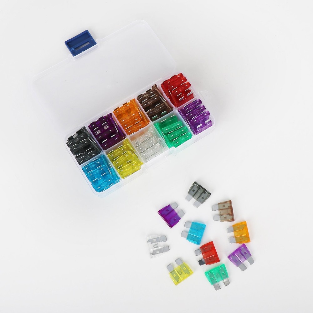 100pcs Car Auto Standard/Medium Blade Fuse 2A~35A Assorted Set + 1pc Puller Kit