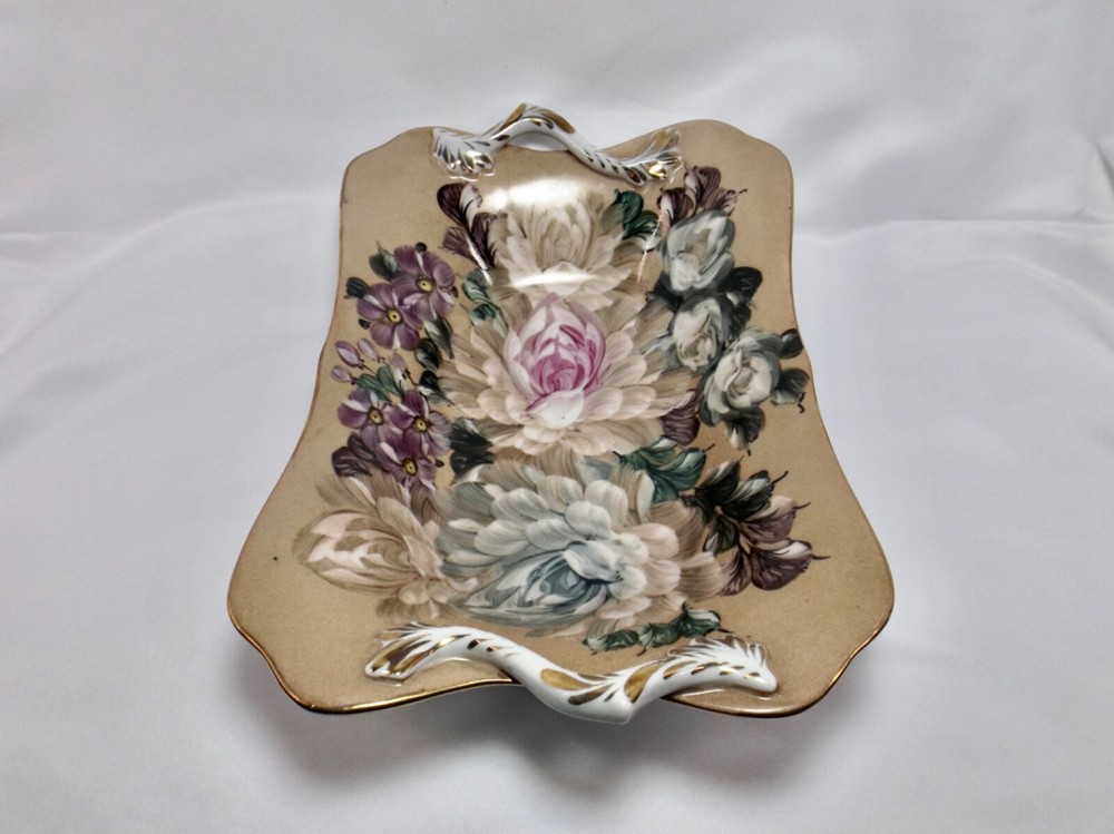 Floral Hand Painted Serving Dish With Handles