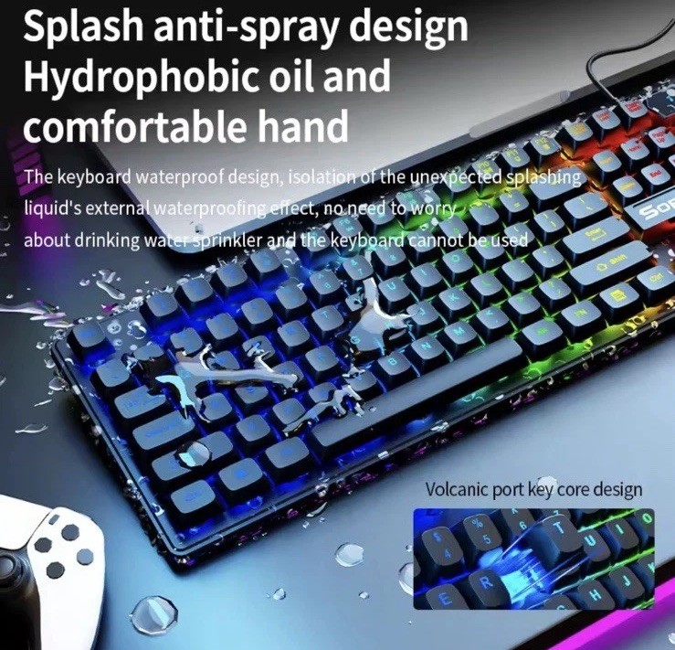 Computer Desktop Gaming Keyboard and Mouse Mechanical Feel Led Light Backlit