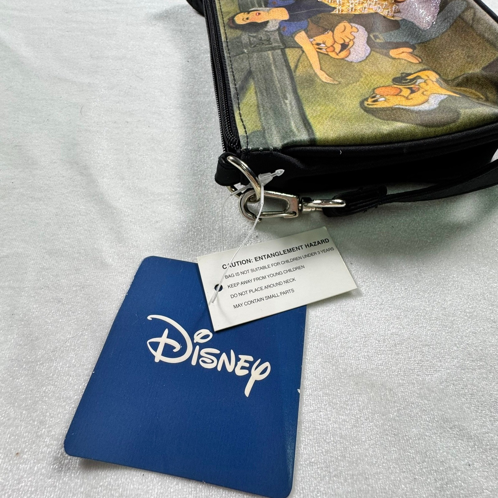 Disney Snow White Seven Dwarfs Baguette Shoulder Bag Black Sequin Y2K Vintage