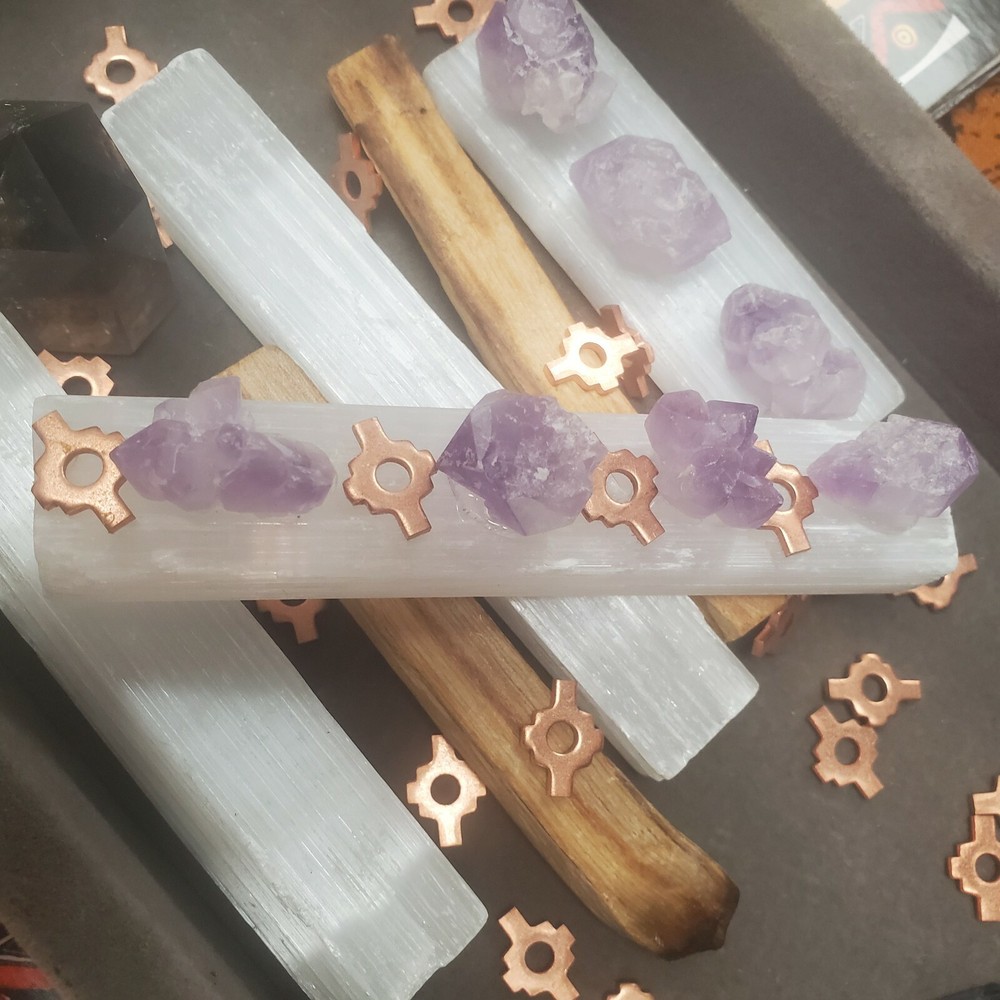 Amethysts Selenite Wand With Copper