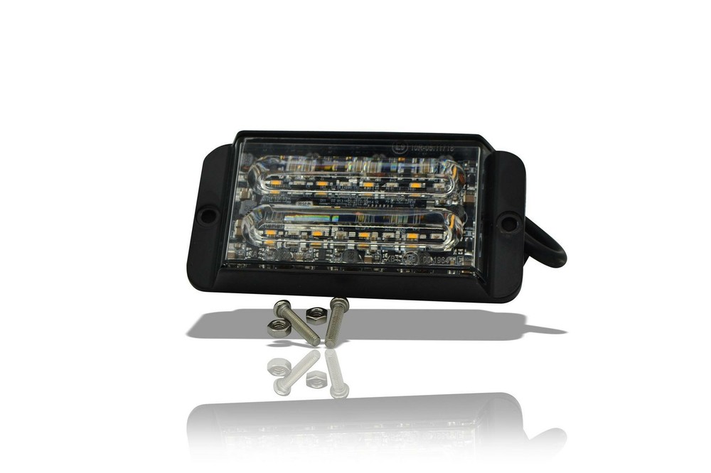 12v 24v Amber Red LED Rectangle Flashing Strobe Light + Steel Mounting Bracket