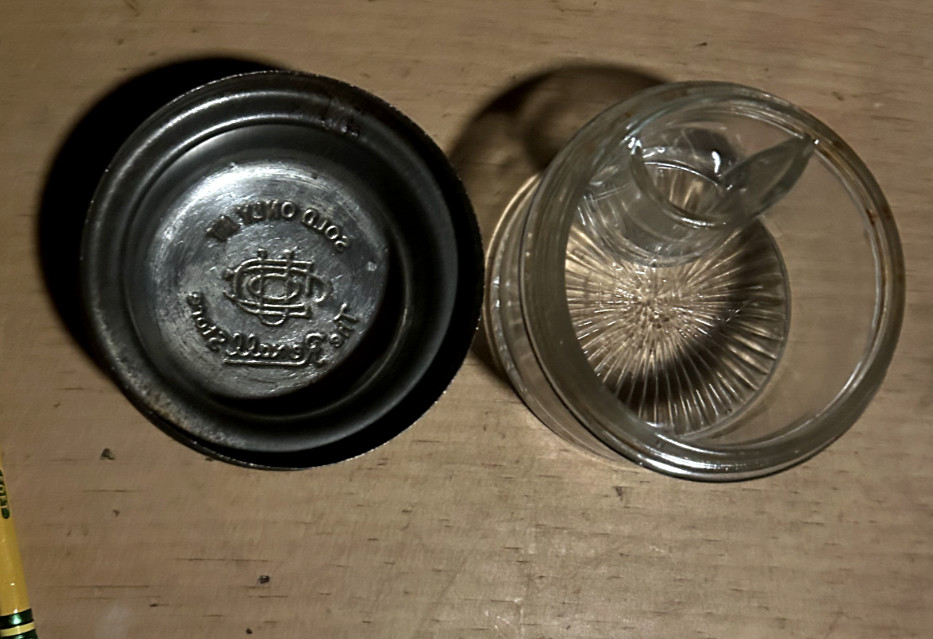 Rexall Vintage Glass Inkwell Apothecary Jar with Metal Lid, Used