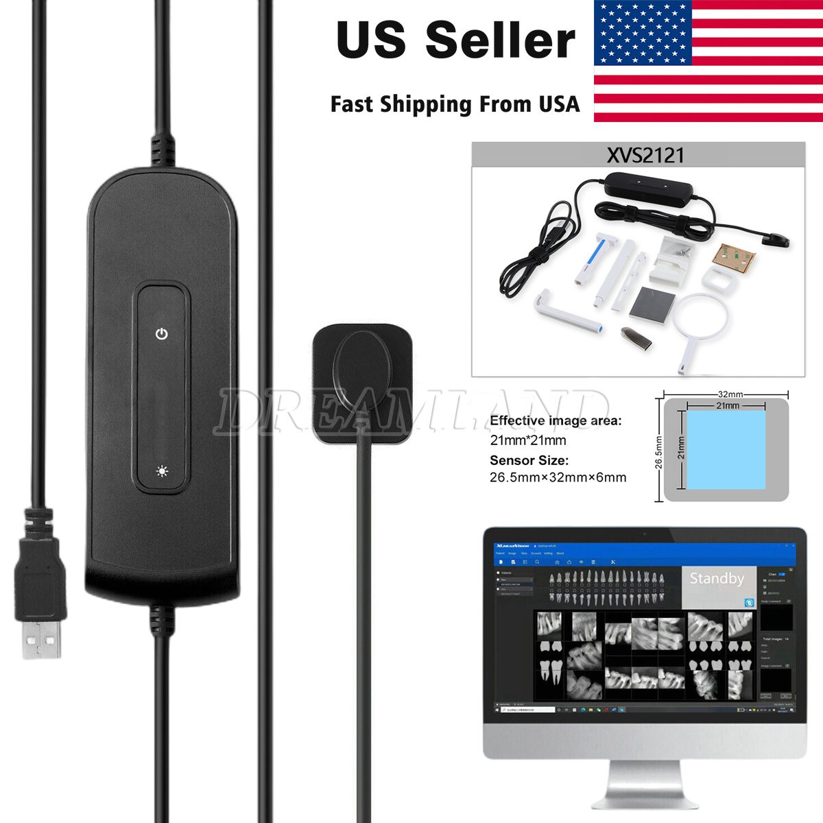Dental Sensor Radiovisiograph Digital Sensor Intraoral Imaging System HD Image