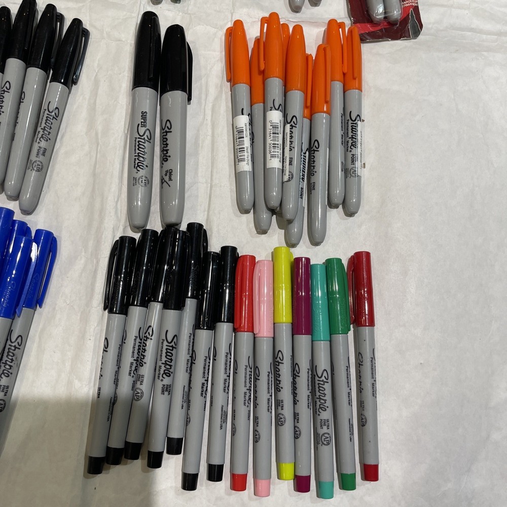 Qty 64 New Sharpie Permanent Markers Multiple Colors and Tips Ultra Fine-Chisel