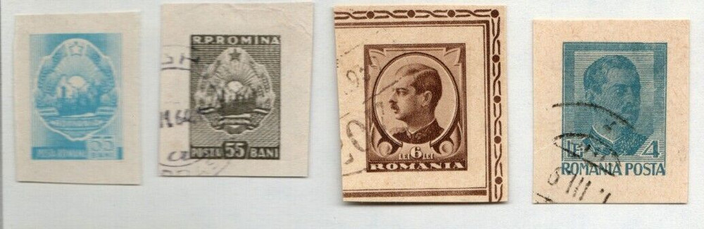 ROMANIA 5 CUT ENVELOPE & POSTCARD POSTAGE STAMPS