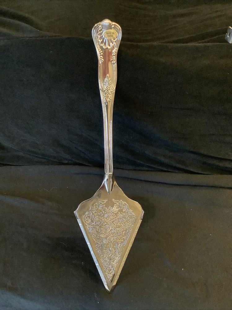 Silver Studios Large Silver Plated Cake Server Ornate Scroll Design 11.5"