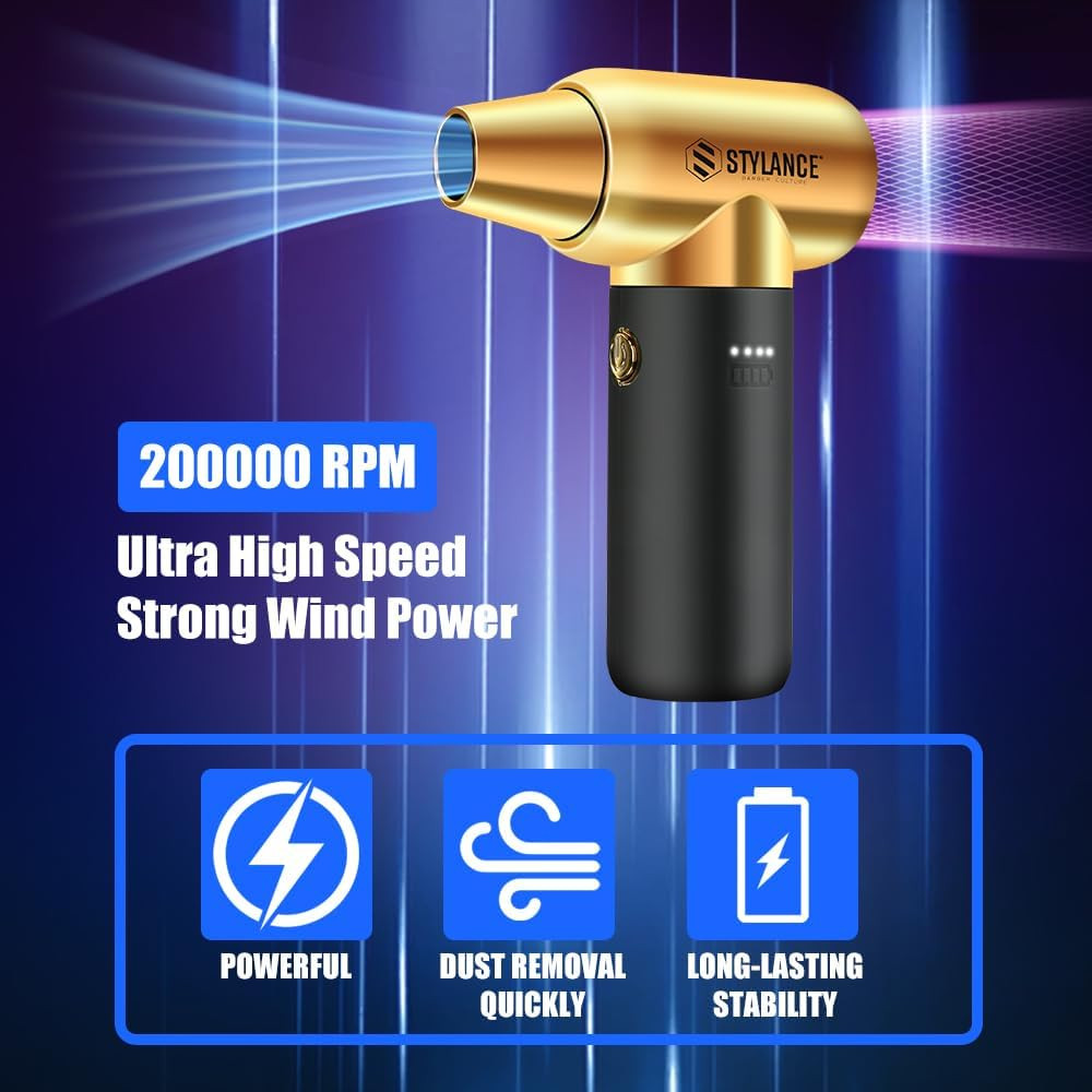 Compressed Air Duster - Barber Blower, Electric Duster, 3 Gear Mini Portable Jet