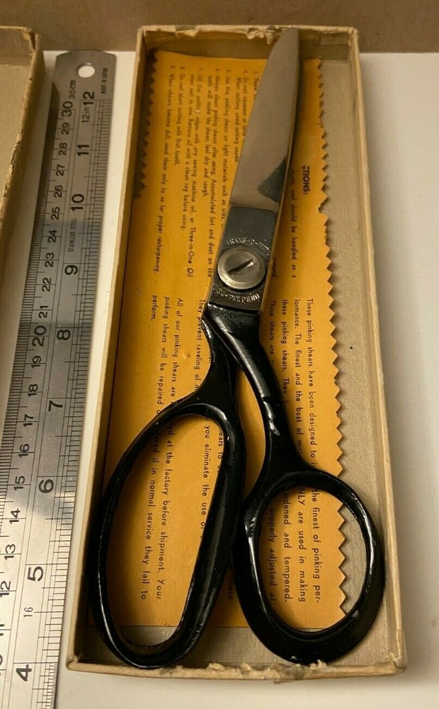 Vintage Trans-O-Matic Pinking Shears in Box with Instructions