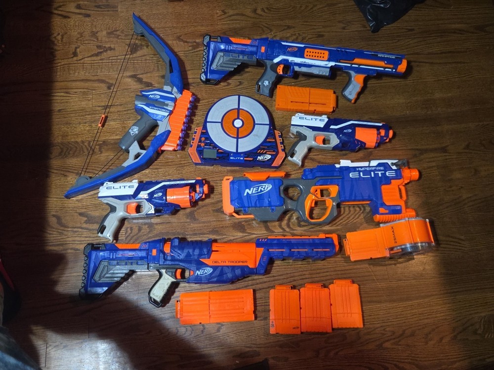 Six Nerf Elite Blasters, Hyperfire Stratobow Rampage And More