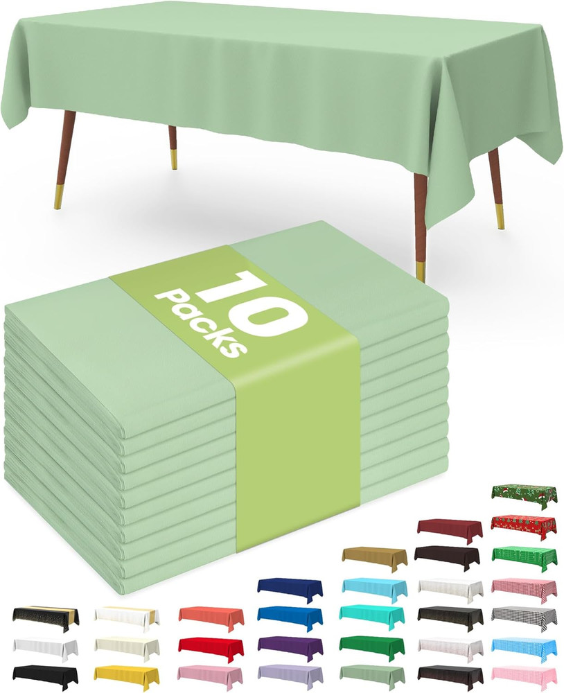 Plastic Table Cloth Disposable 10 Pack, 54 X 108 Inch Table Cloths, Easter Party