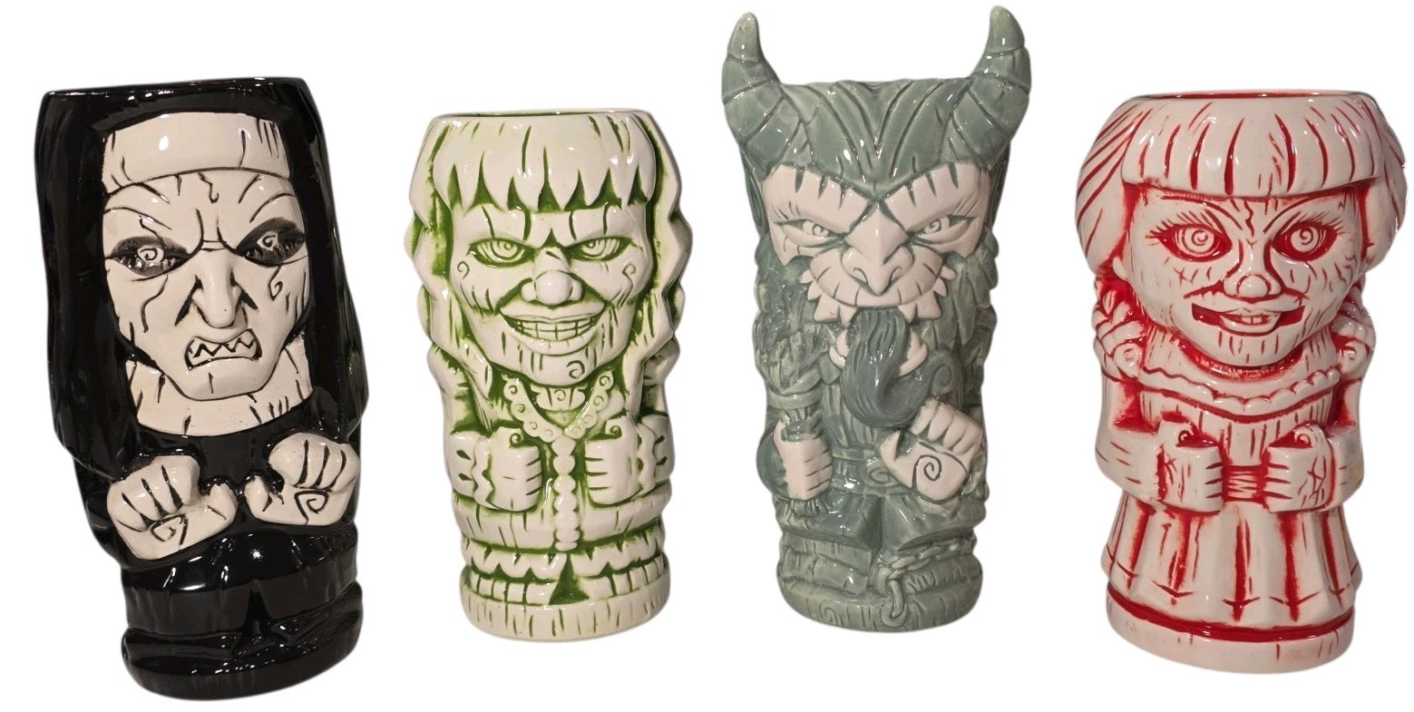 Geeki Tikis Krampus Annabelle The Nun Exorsist Horror Ceramic 18oz Mug Lot Of 4