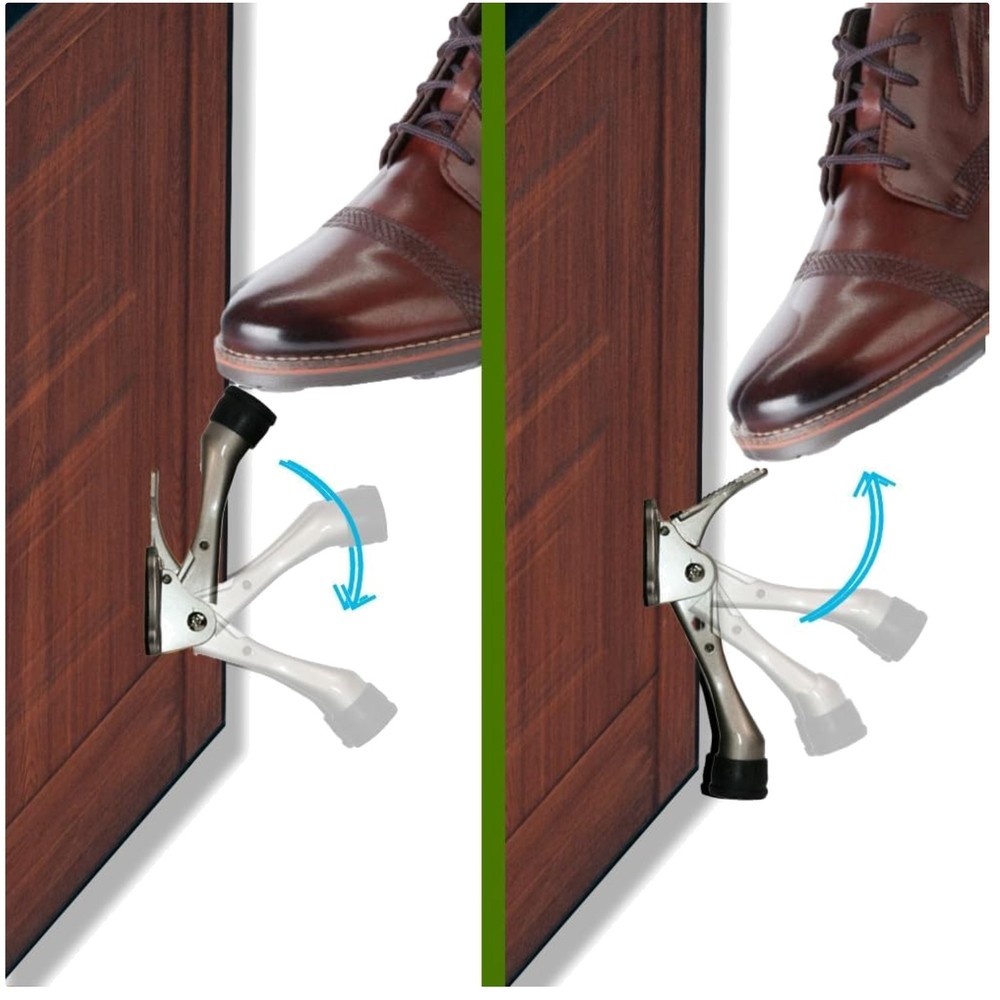 Adjustable Kickdown Door Stopper 4" Black 4-Pack