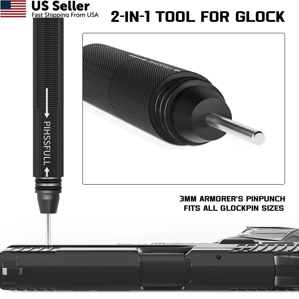 2-in-1 Tool Kit for Glock with Front Sight Remove, Magazine Silver