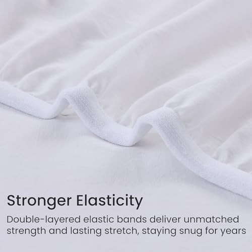 5 Pcs Sheets Set for Adjustable Bed with Elastic Corner Split King 01- White