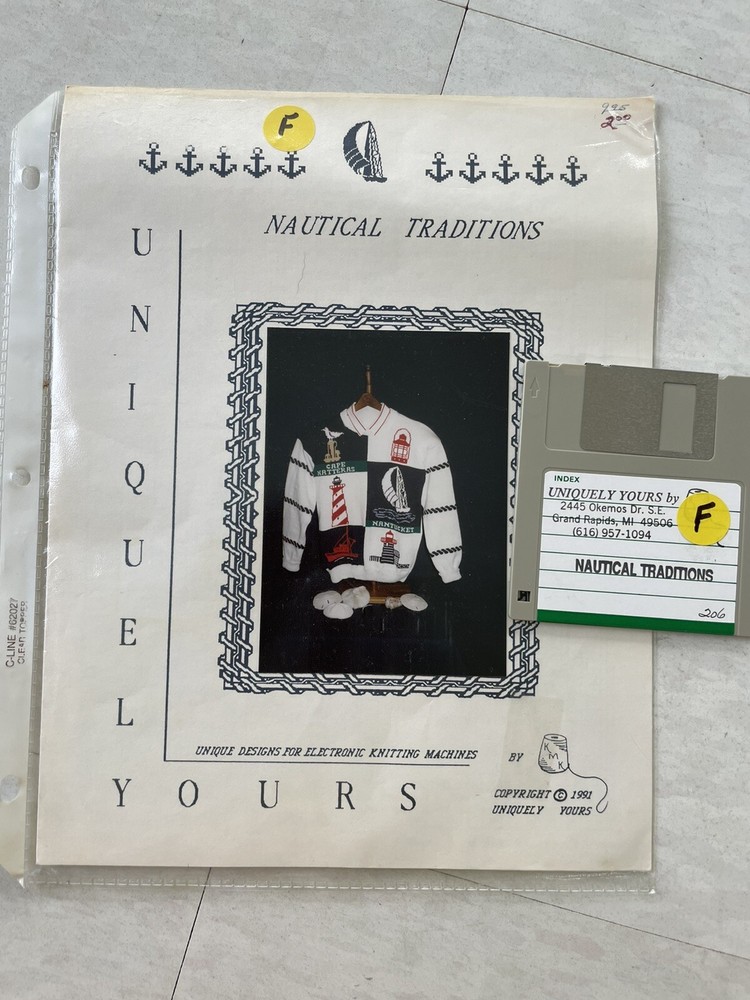 Uniquely Yours Patterns for Electronic Knitting Machines plus 3.5" Floppy Discs