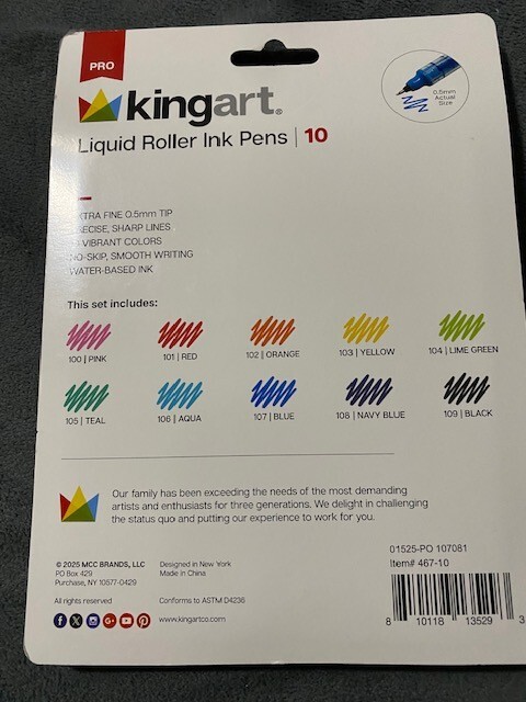 king art liquid roller ink pens 10 pc