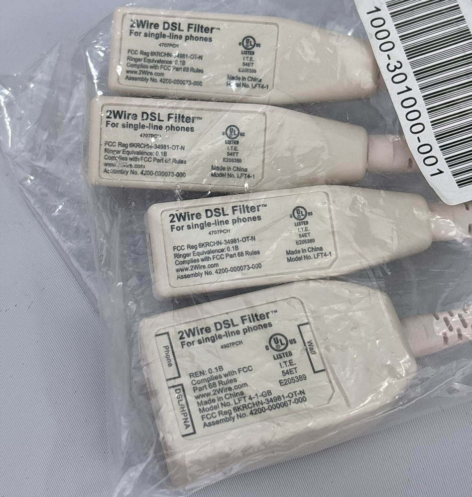 2Wire DSL Filter Kit 4 Pack Inline DSL Phone Filters