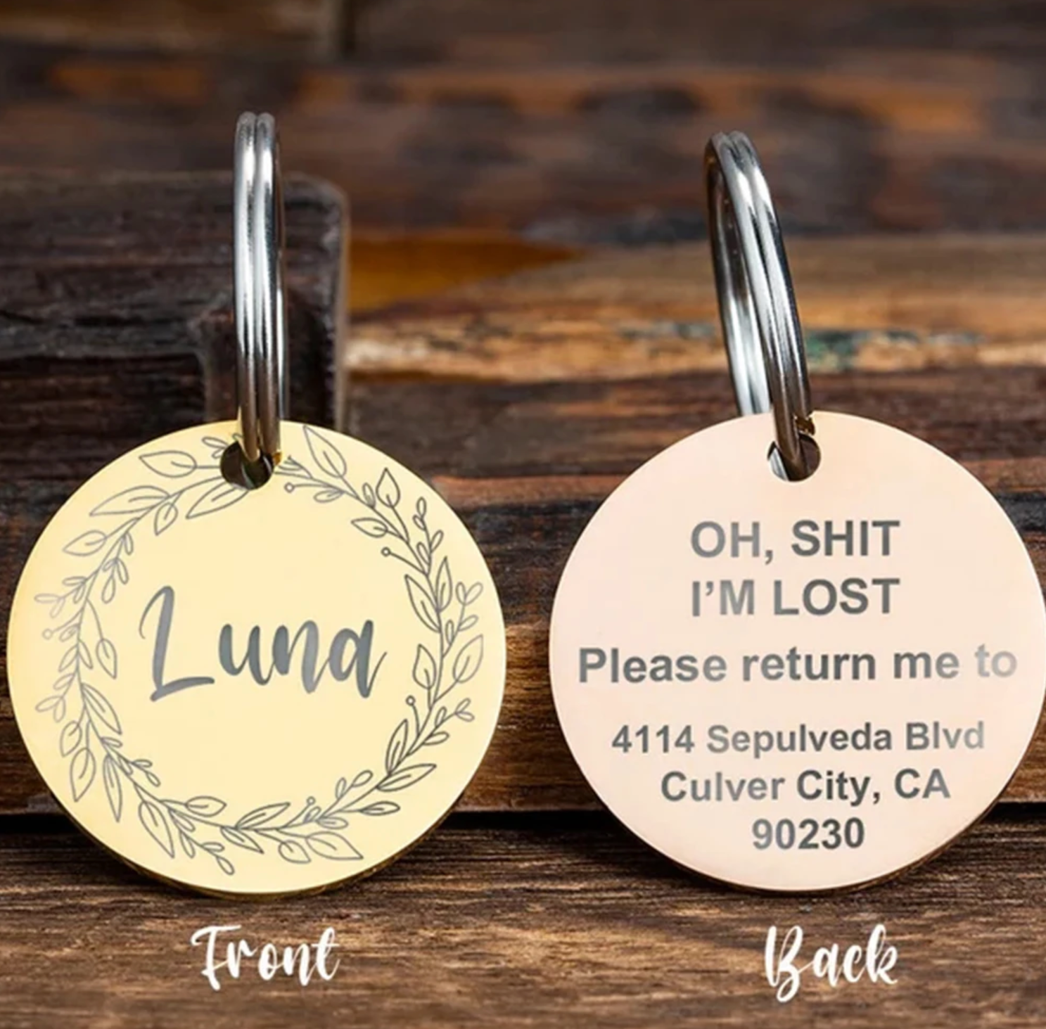 CUSTOM ENGRAVED PERSONALIZED PET TAG ID DOG CAT NAME TAGS DOUBLE SIDE