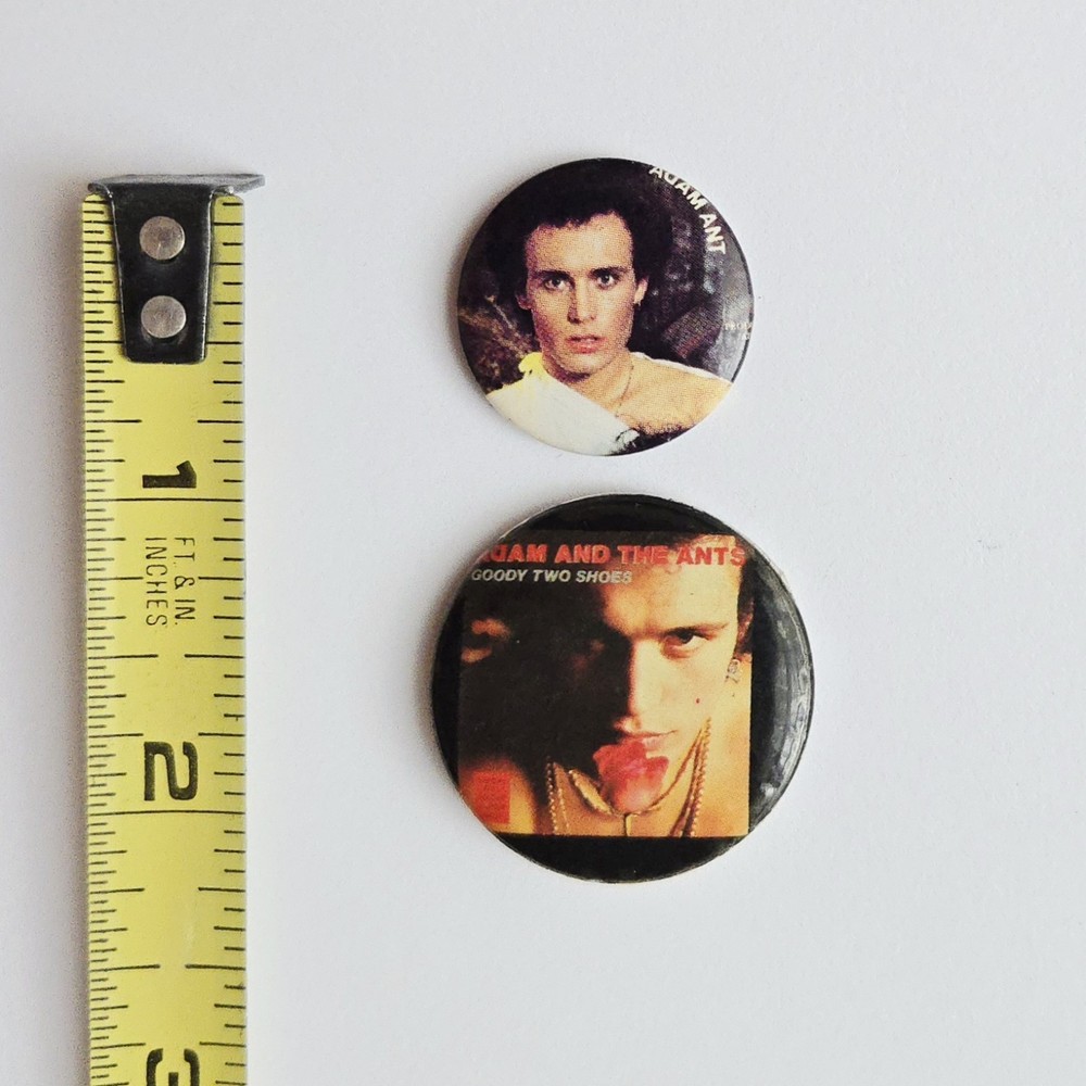 VINTAGE 1983/84 ADAM ANT PROMO BUTTON LOT GOODY TWO SHOES LP PIN AND THE ANTS
