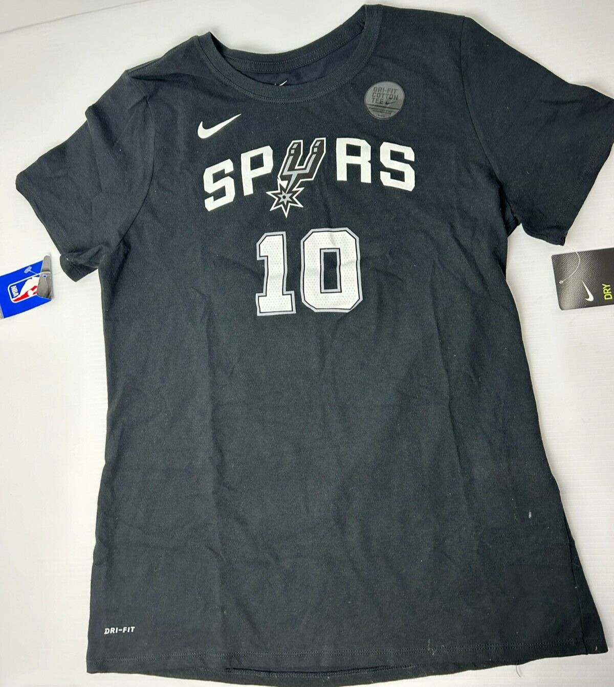 Nike NBA San Antonio Spurs #10 DeRozan Dri-Fit Tee Womens Size Large 871442-016