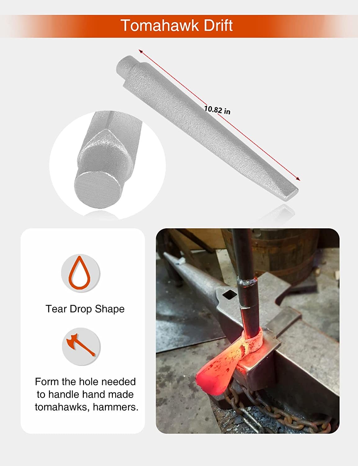 Blacksmith Forged Axe Eye Drift Set Mandrel Blacksmith Tomahawk/Hammer Drifting