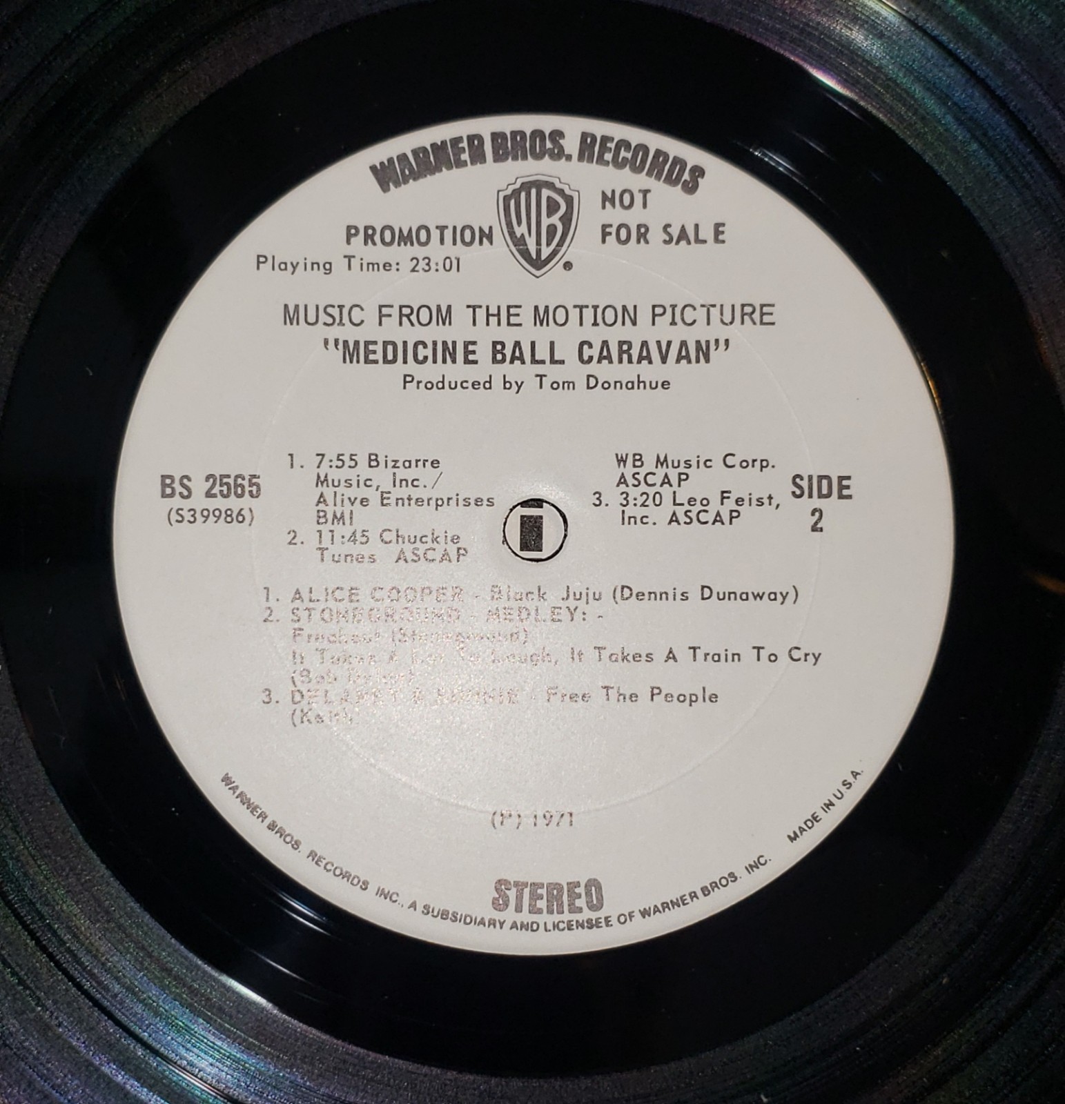 MEDICINE BALL CARAVAN RARE 1971 WHITE LABEL PROMO VINYL MINT-/MINT- ALICE COOPER