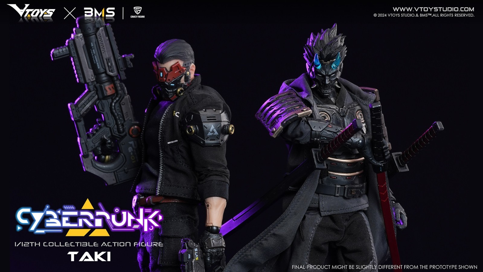 VTOYS X BMS 1/12 VSD010 Cyberpunk Samurai Taki Action Figure Collection Model