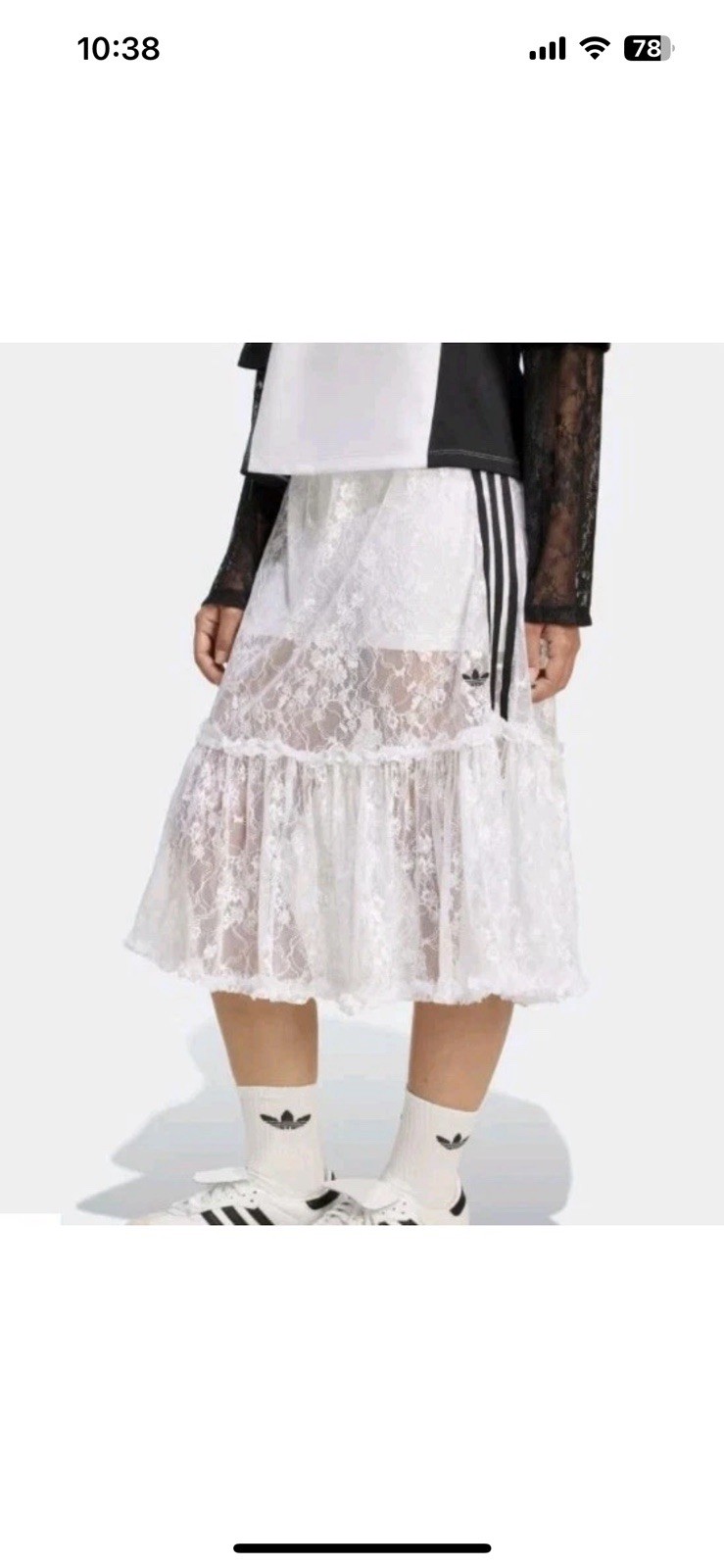 adidas Originals WHITE Lace  Skirt New Season! L Large Nwt 100% Authentic .