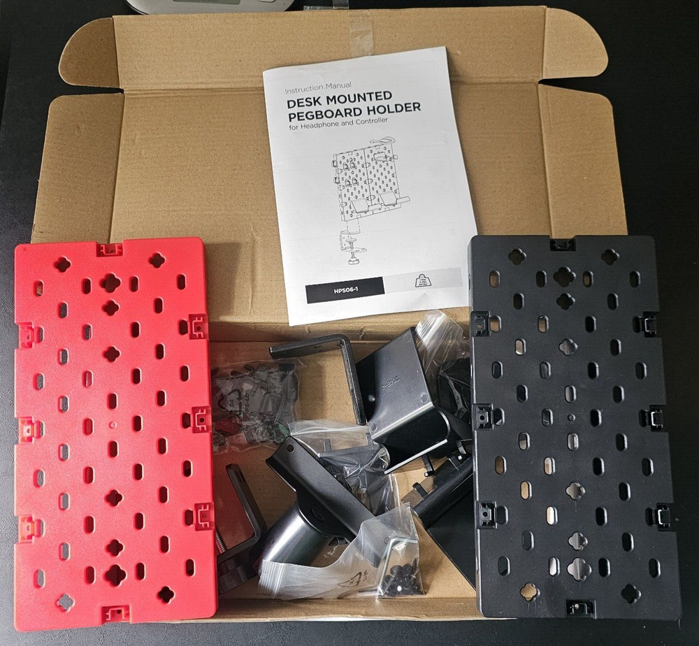 Stylish Desk Mounted Pegboard Organizer for Headphones & Game Controllers