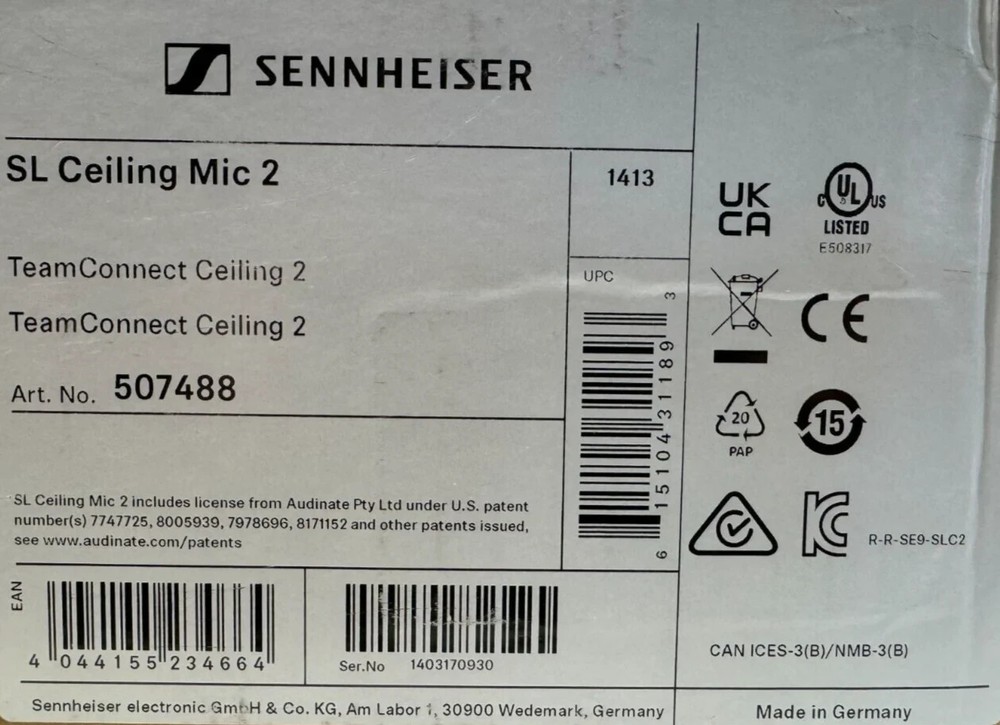 Sennheiser SL Ceiling Mic 2 TeamConnect Microphone Array White