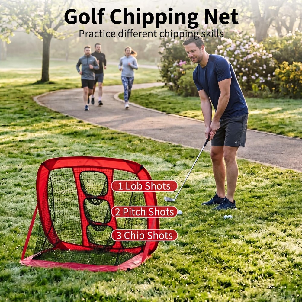 10x7FT Golf Practice Net w/Chipping Net & Mat Backyard Golf Hitting Training Set