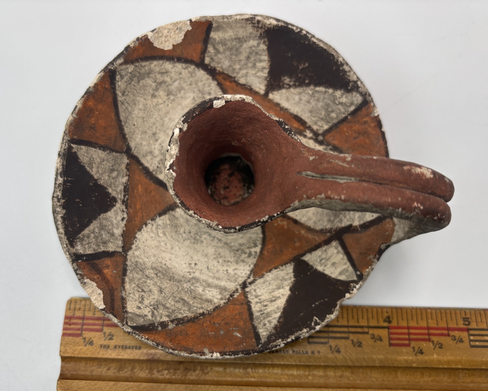 Antique Acoma Pueblo Pottery Candle Stick Holder w/ Old Tag Early 20th Century