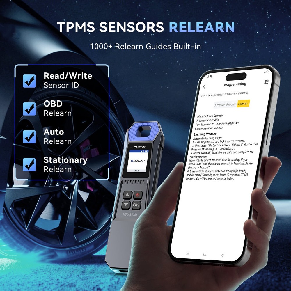 ThinkScan TPMS Scanner 689 +MUCAR T261 TPMS Relearn Programming Tool ECU Coding