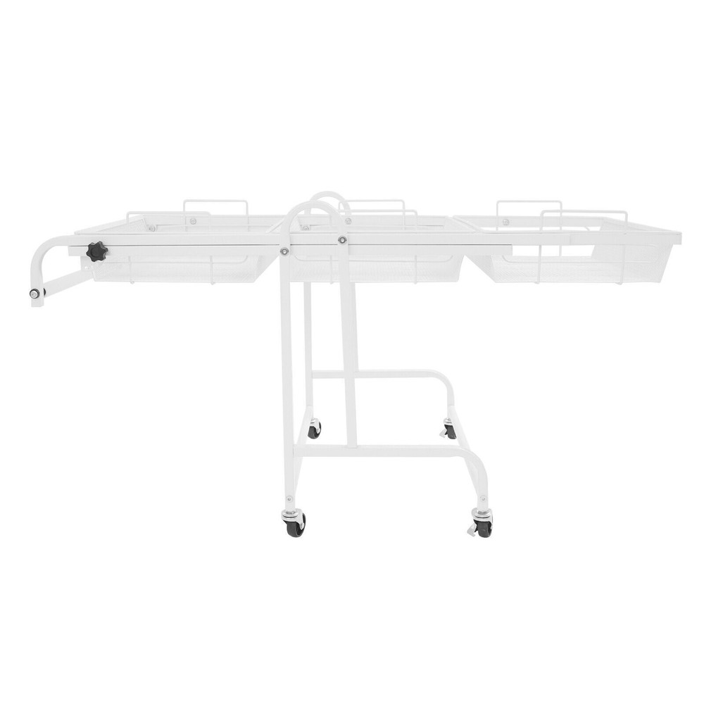 3-Tier Adjustable Rolling Storage Cart, Sturdy Metal Utility Organizer