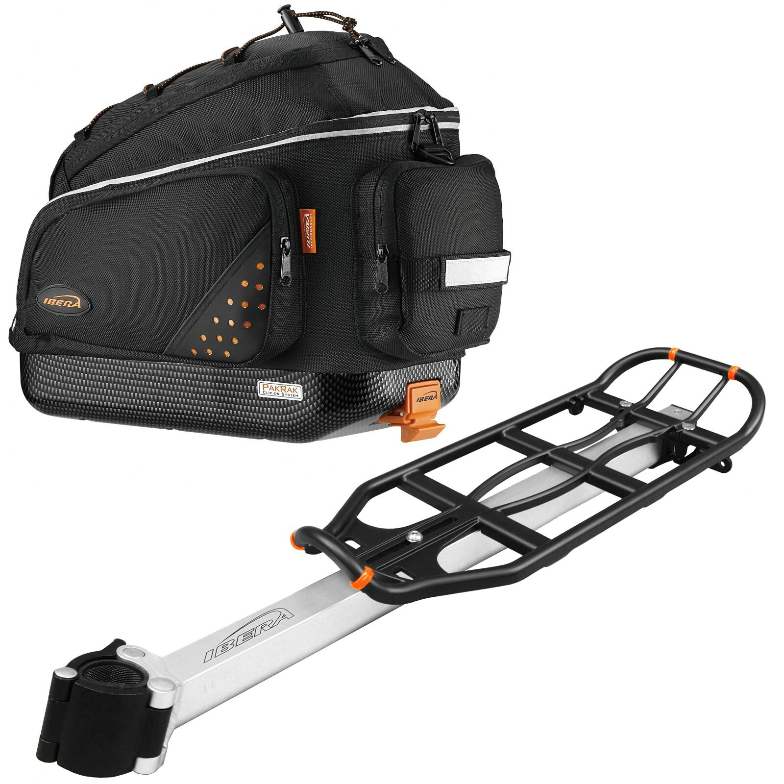 Ibera Bike Trunk Bag + Rear Carrier Combo Seat Post Mounted Rack w/ Commuter Bag