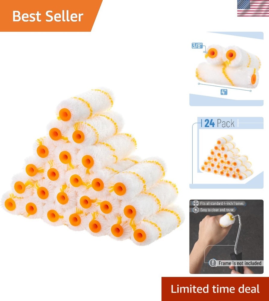 Bates 24-Pack 4-Inch Paint Roller Covers - High-Density Microfiber for Flawle...