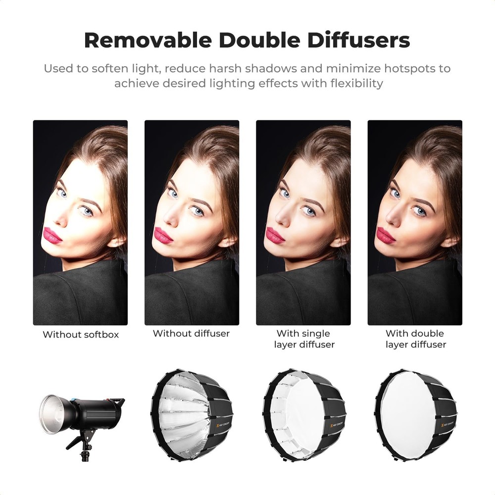 K&F Concept 35" Softbox Parabolic Hexadecagon for Bowens Mount Diffusers Studio