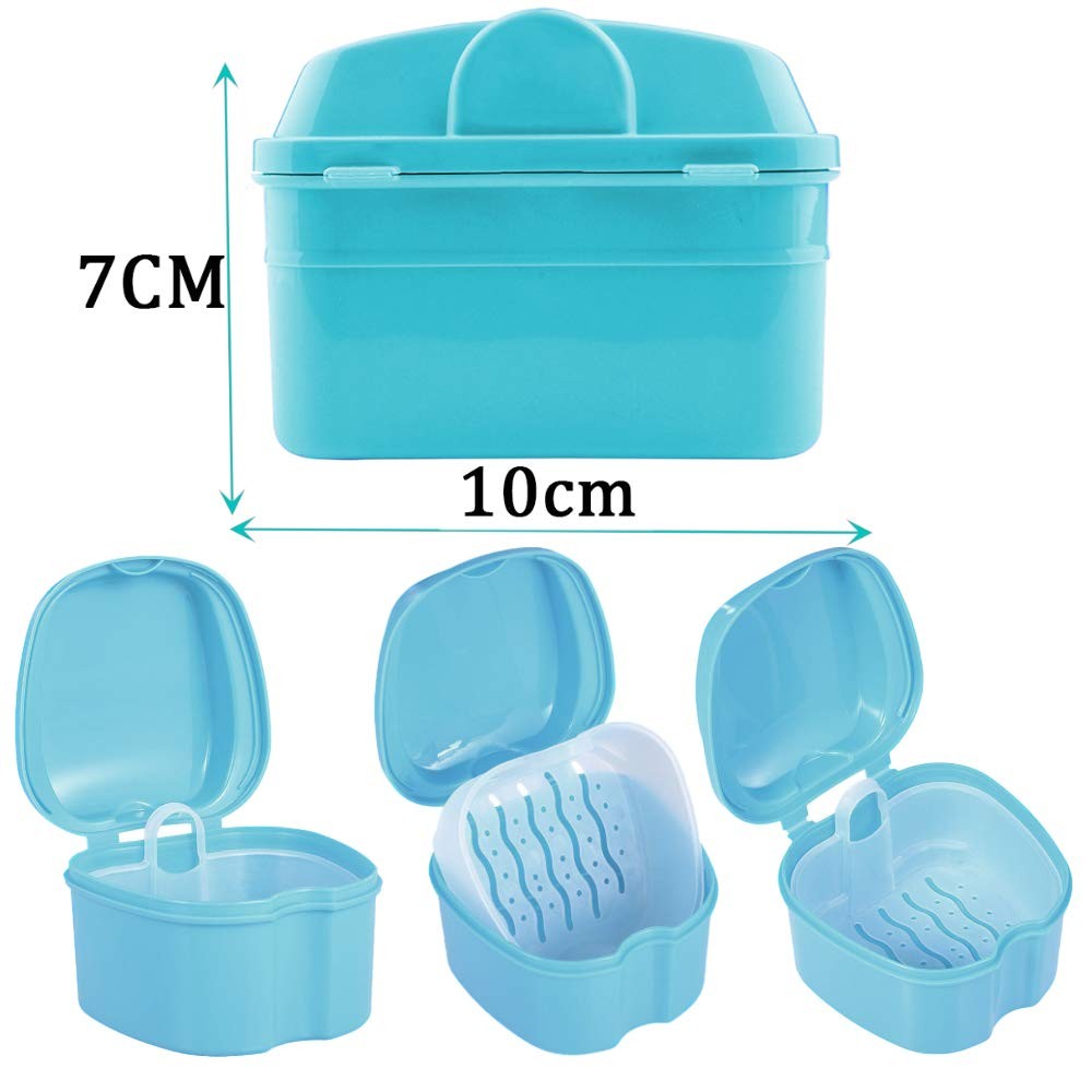 Denture Bath Box Retainer Case Navy Blue