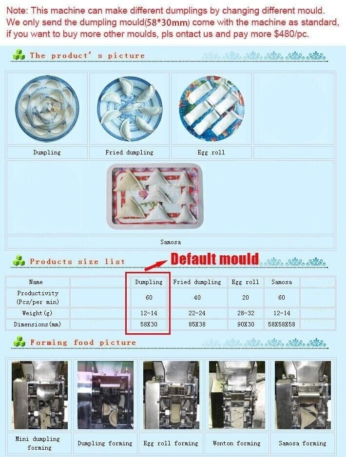 Automatic Large Meat Pie Maker Samosa Egg Roll Dumpling Making Machine