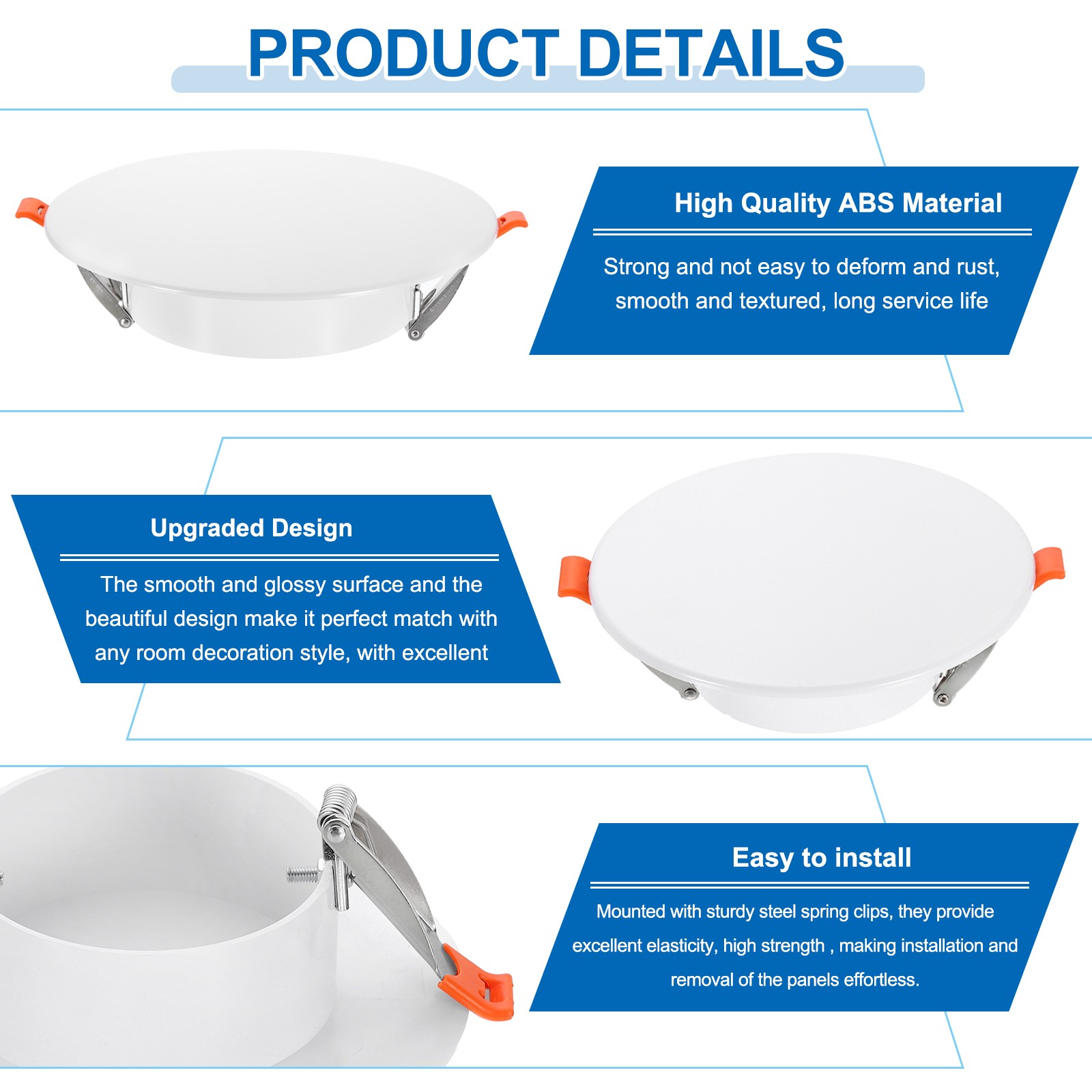 2Pack 7.3" Spring Ceiling Cover Plate Suitable for 5-7 " Round Hole, White