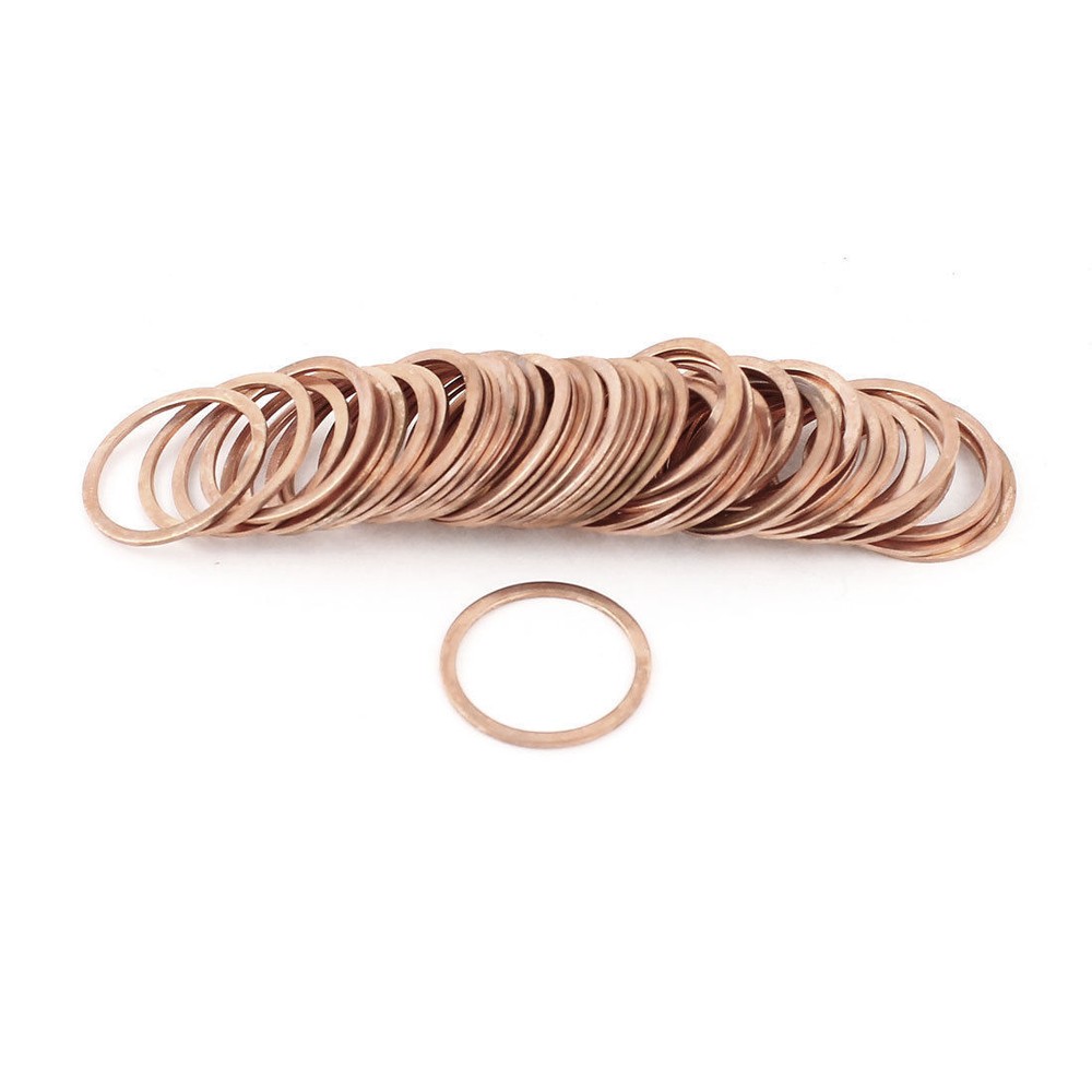 50 Pcs 21mm Seal Ring Spacer Inner Diameter Flat Copper Washer #
