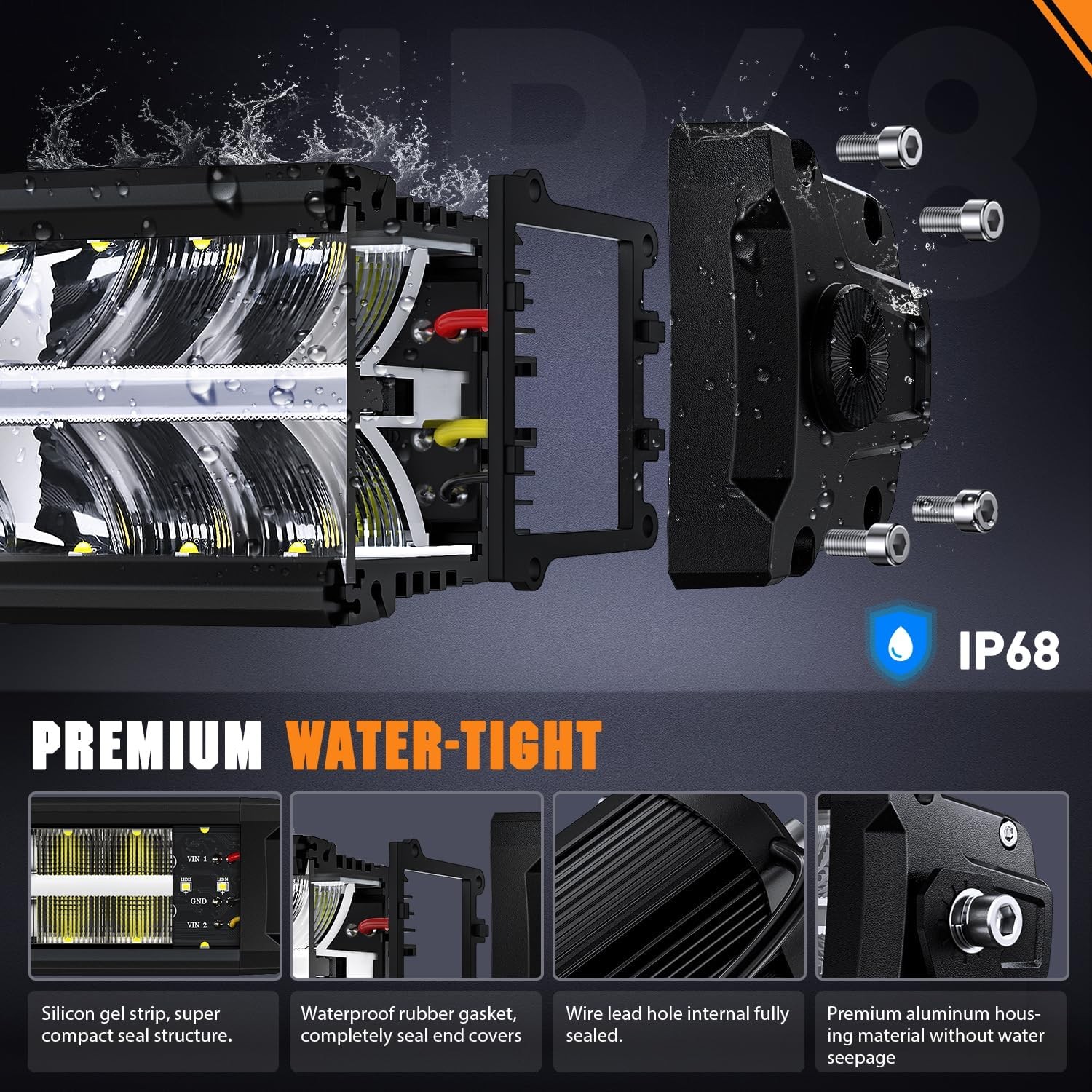 Nilight 19 Inch LED Light Bar with Amber DRL 150W Flood Spot Combo Offroad Light