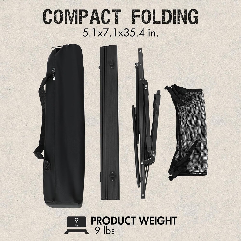 Camping Table Foldable Portable with Adjustable Legs, Aluminum Folding Table