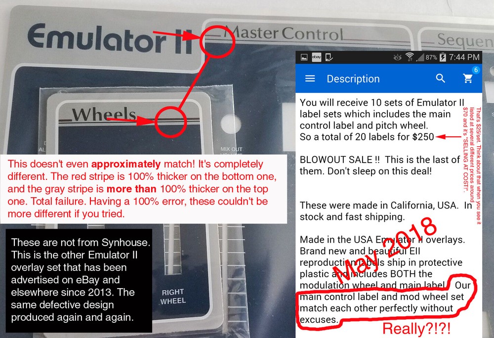 WORLD'S FIRST E-mu Emulator II+ Replacement Main Control Panel Overlay MINT+NEW